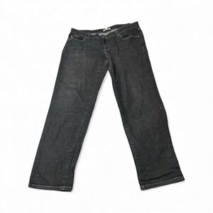 Eileen Fisher Washed Black Organic Cotton Skinny Mid-Rise Jeans Size 12